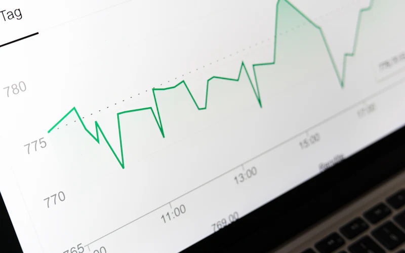 Rising performance chart on a laptop